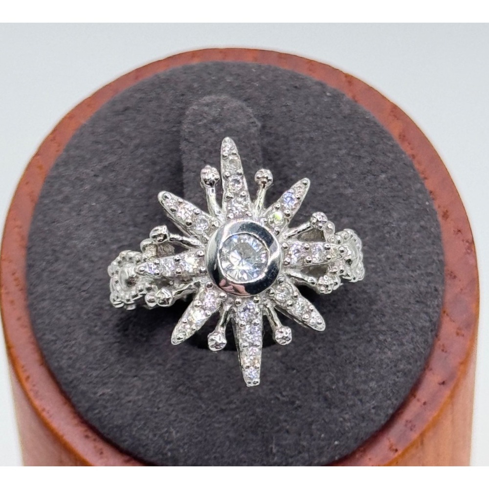 Dallas Prince Sterling Silver Starburst Star Ring Size 6